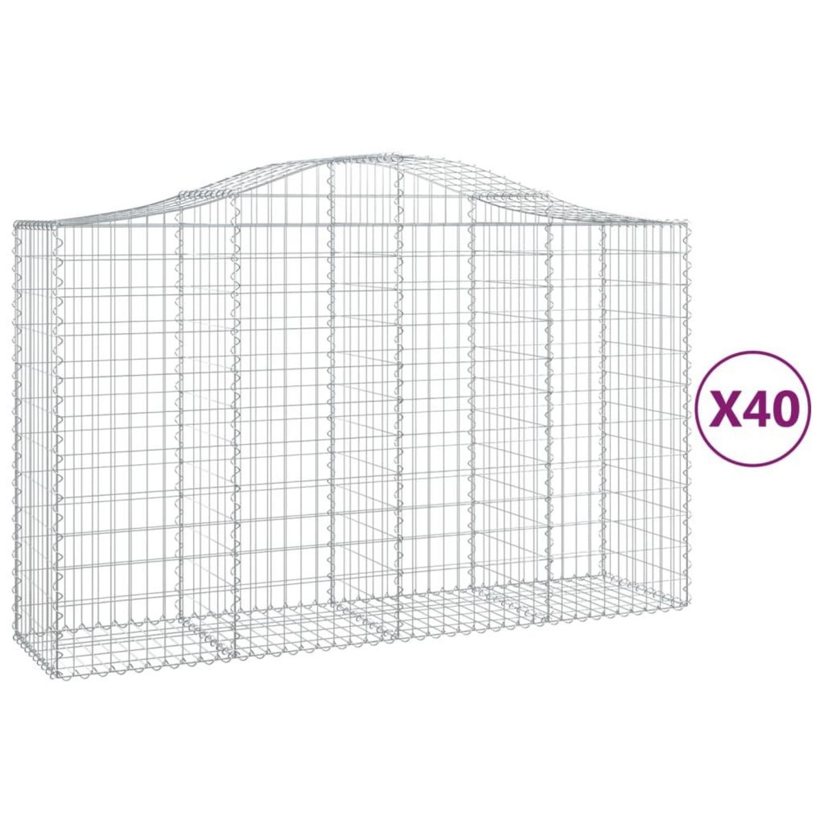 VIDAXL Paniers a gabions arques 40 pcs 200x50x120/140 cm Fer galvanise