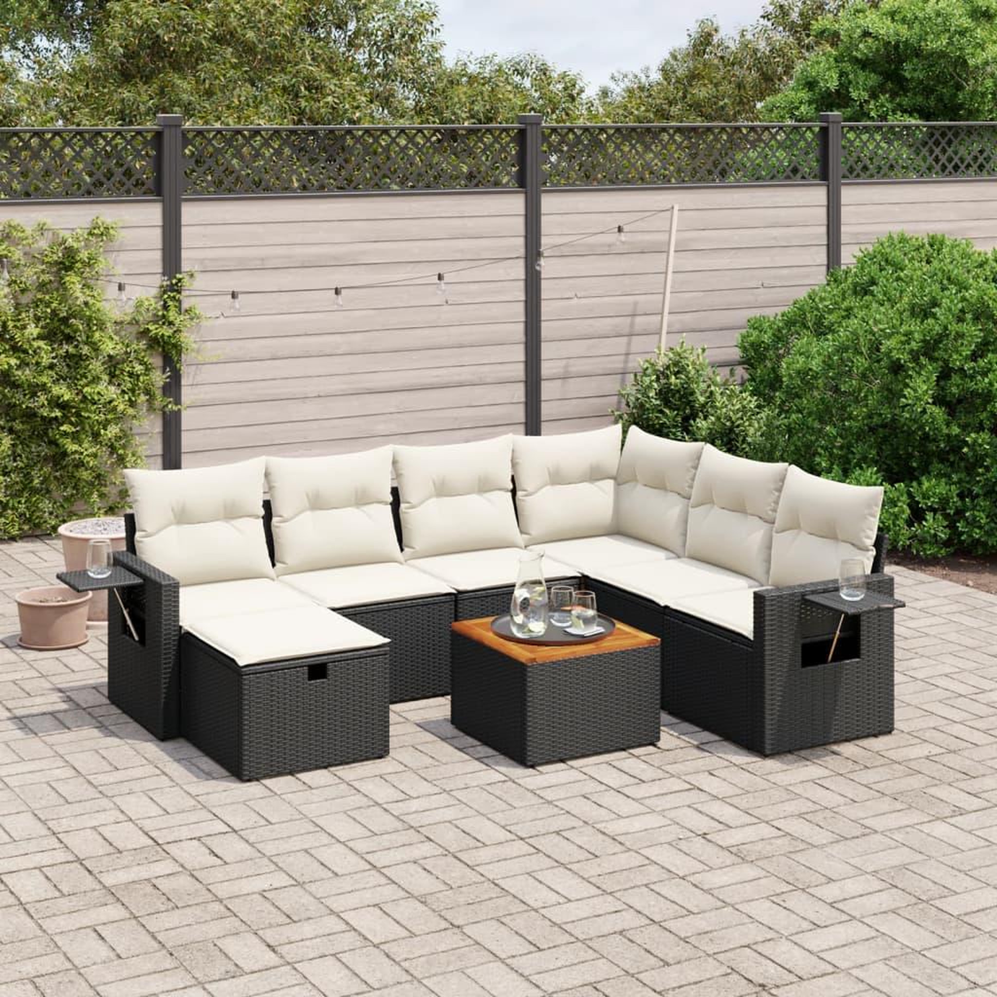 VIDAXL Salon de jardin 8 pcs avec coussins noir resine tressee