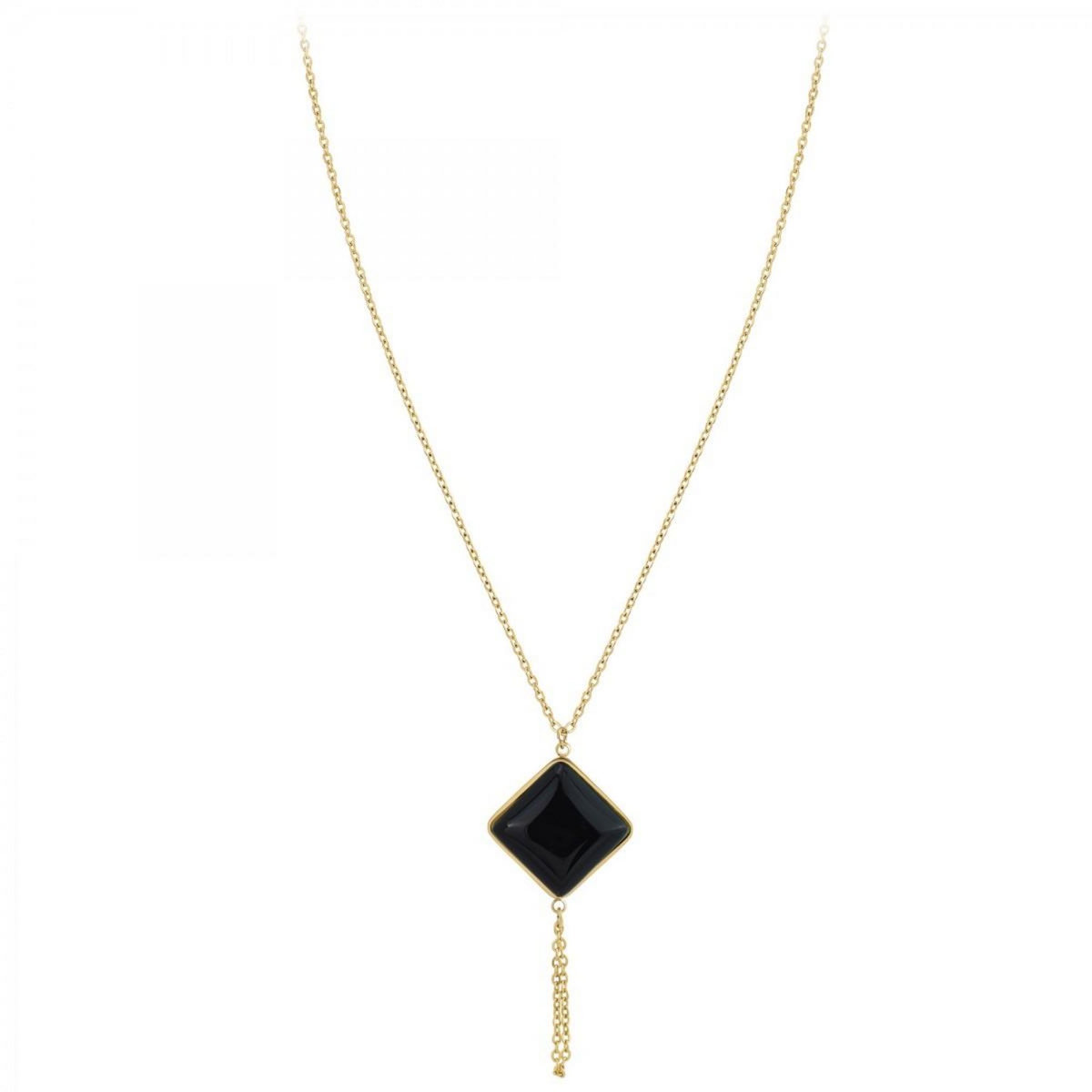 SC BOHEME Collier SC Bohème orné d'un onyx noir en acier inoxydable