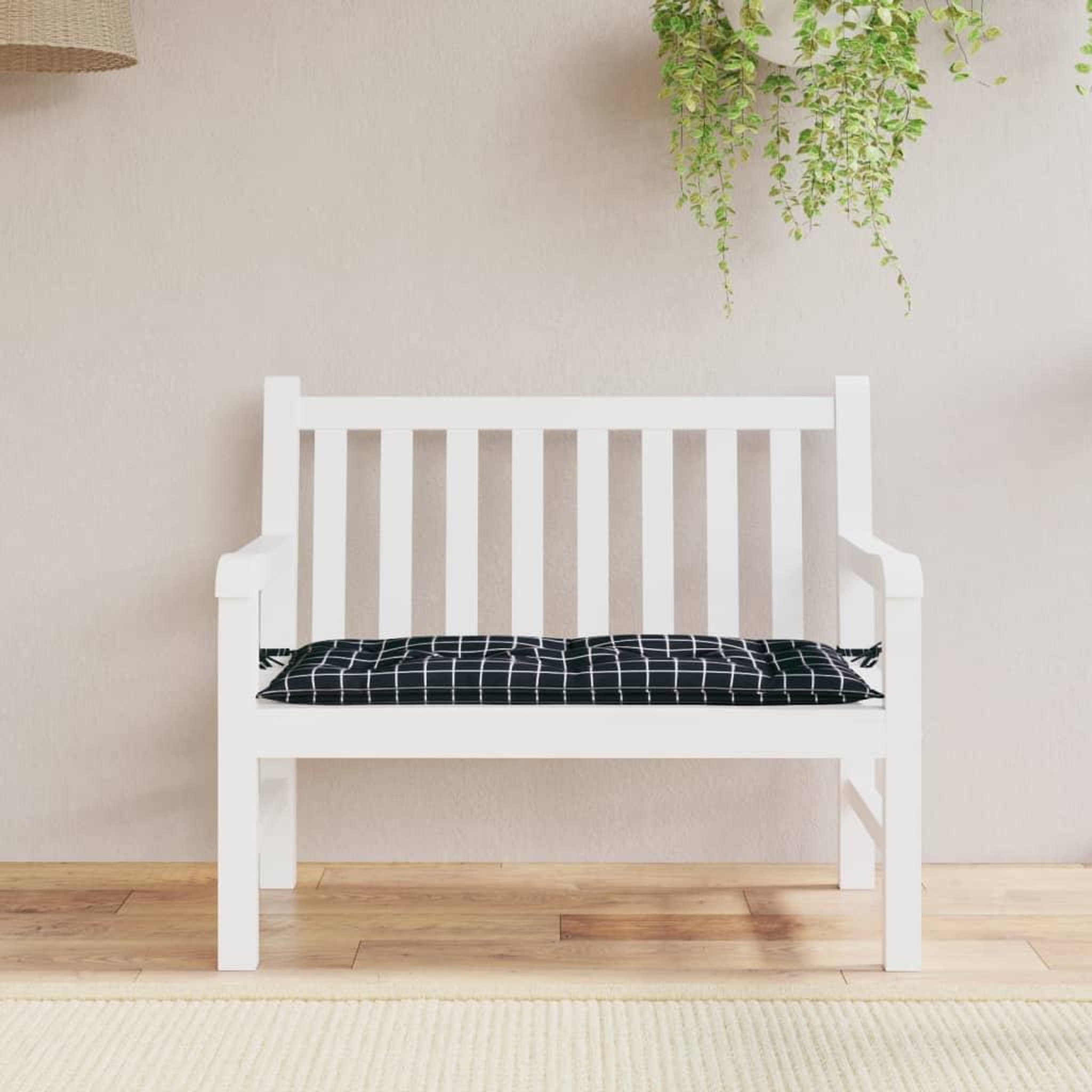 VIDAXL Coussin de banc de jardin carreaux noir 100x50x7cm tissu oxford