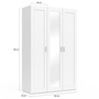 Voir la diapositive 5 : ID MARKET Armoire 3 portes VITO blanc penderie 120 cm avec miroir et étagères