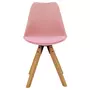 IDIMEX Lot de 4 chaises de salle à manger TYSON style scandinave design nordique piètement bois massif, siège coque en plastique rose