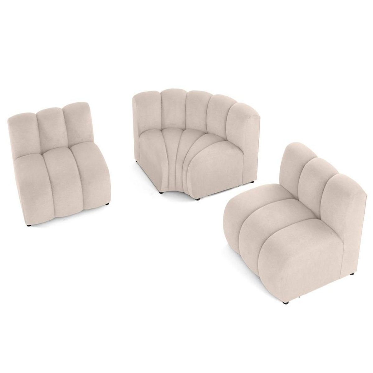 LISA DESIGN Debbie - canapé modulable d'angle réversible 4 places en tissu texturé