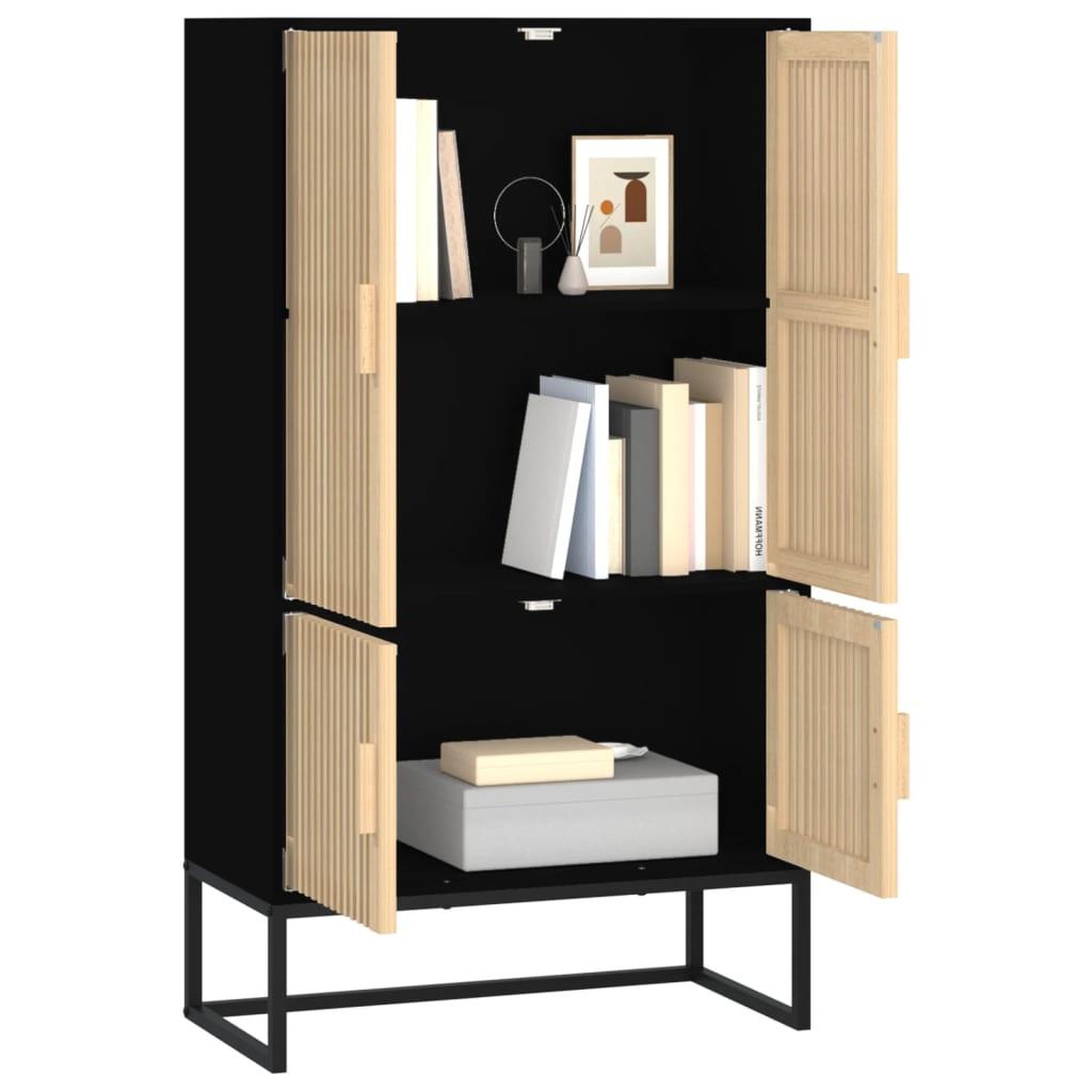 Voir la diapositive 3 : VIDAXL Buffet haut noir 70x35x125 cm bois d'ingenierie