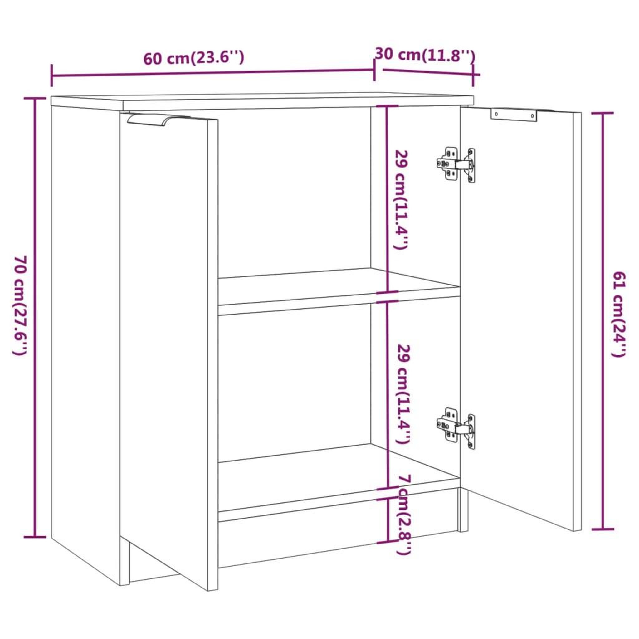 Voir la diapositive 6 : VIDAXL Buffet Gris beton 60x30x70 cm Bois d'ingenierie