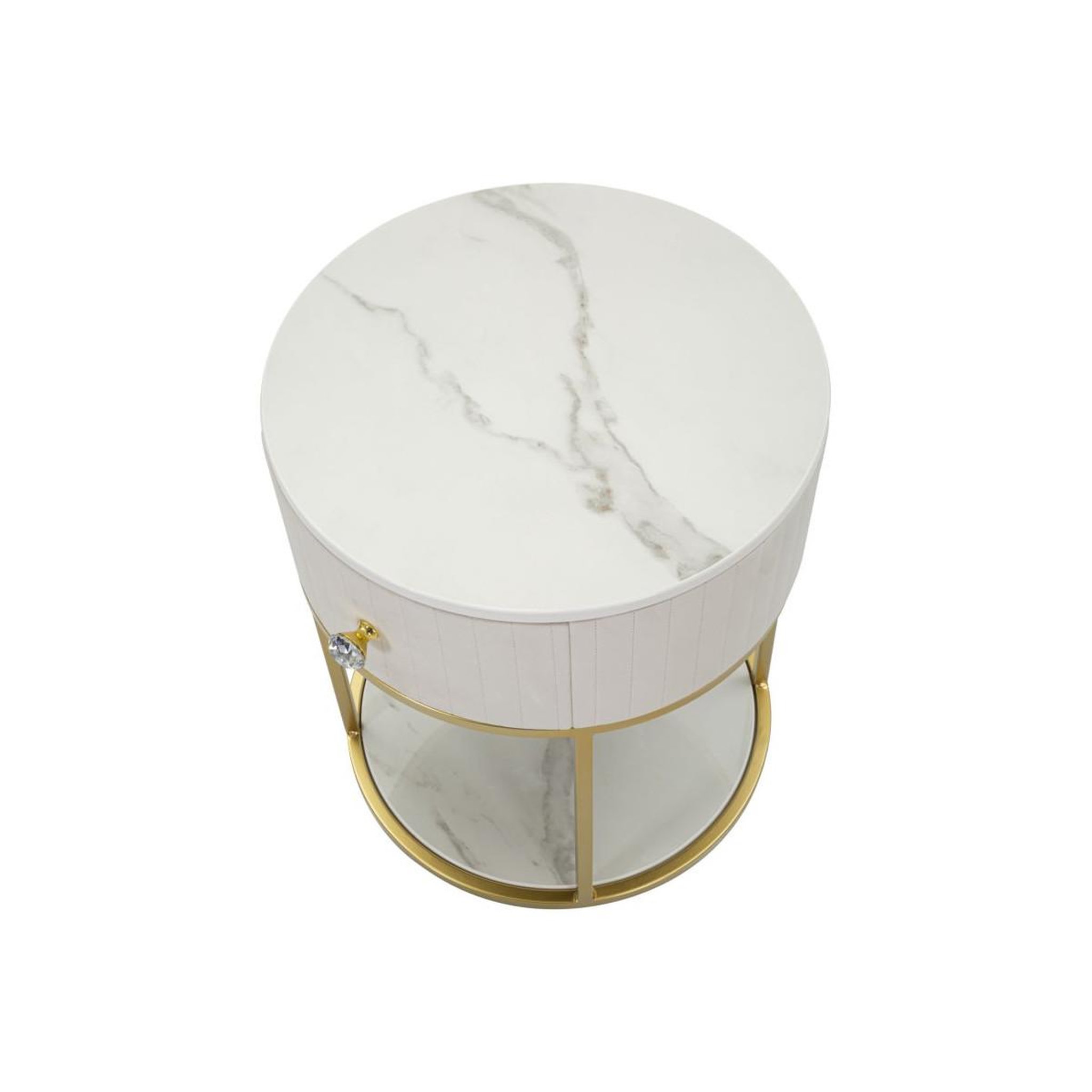 Voir la diapositive 4 : Paris Prix Table de Chevet Effet Marbre  Montpellier  48 cm Crème & Or