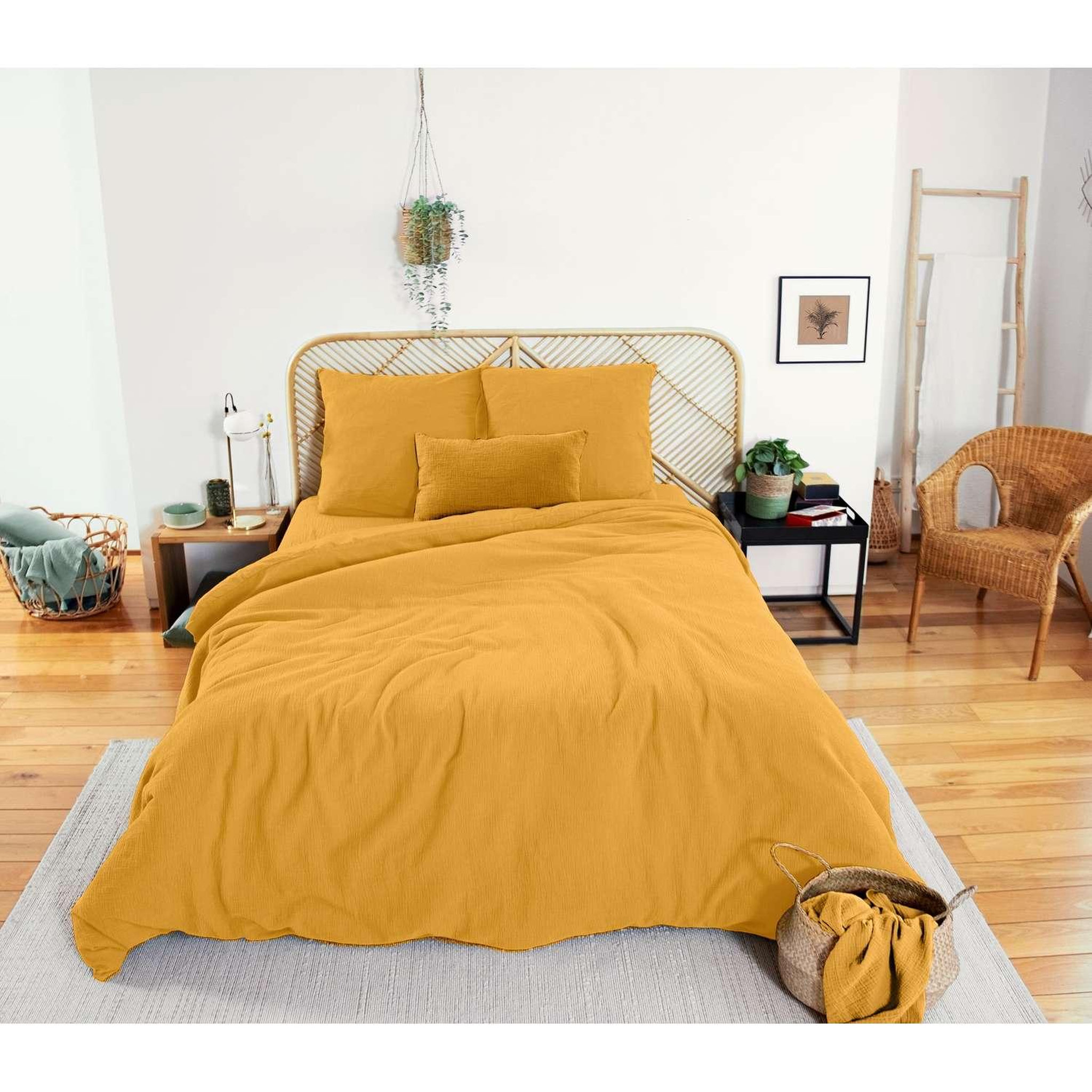 Voir la diapositive 2 : COTE DECO Parure de lit - double gaze de coton