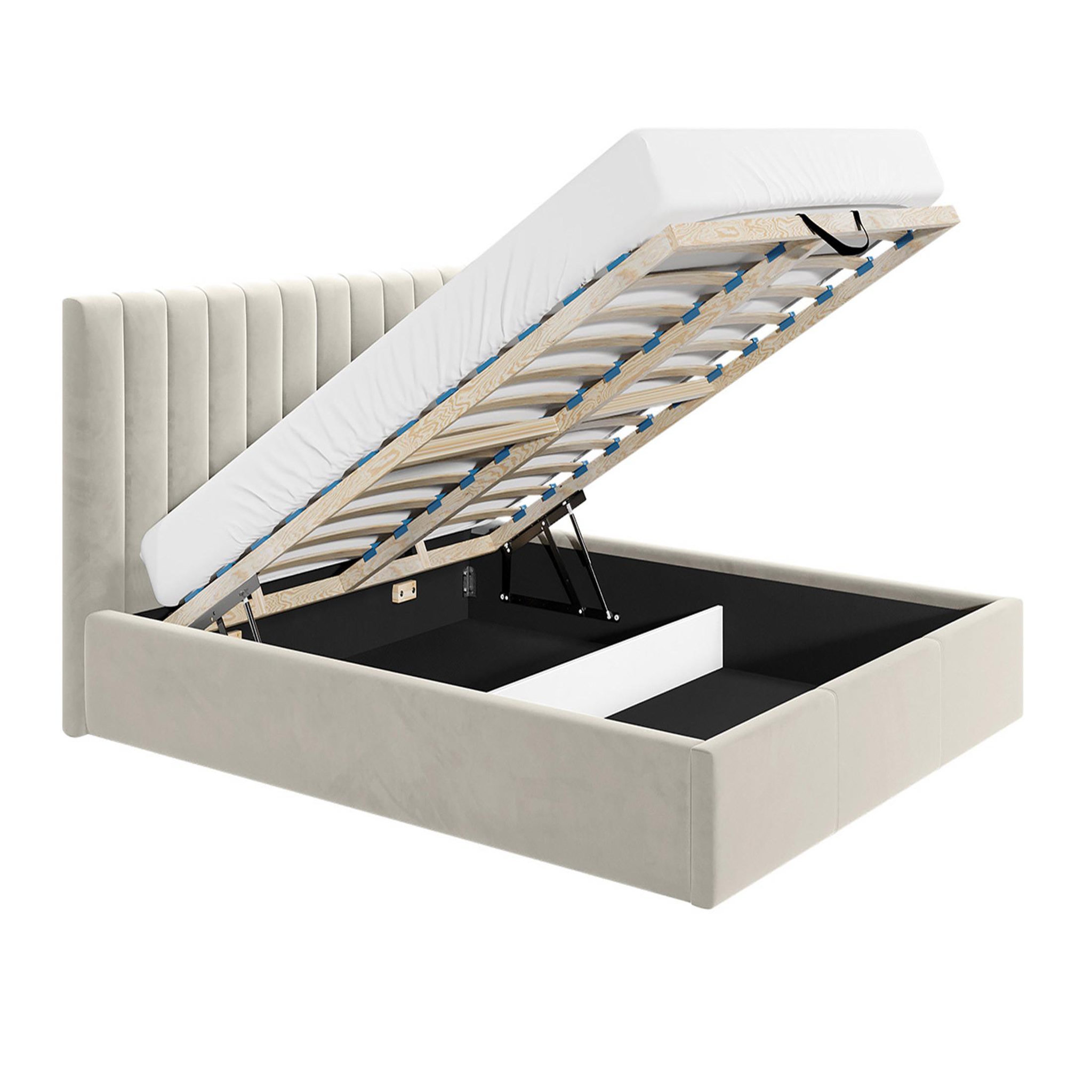 Voir la diapositive 2 : BEST MOBILIER Rosario - lit coffre - 180x200 - sommier inclus - en velours