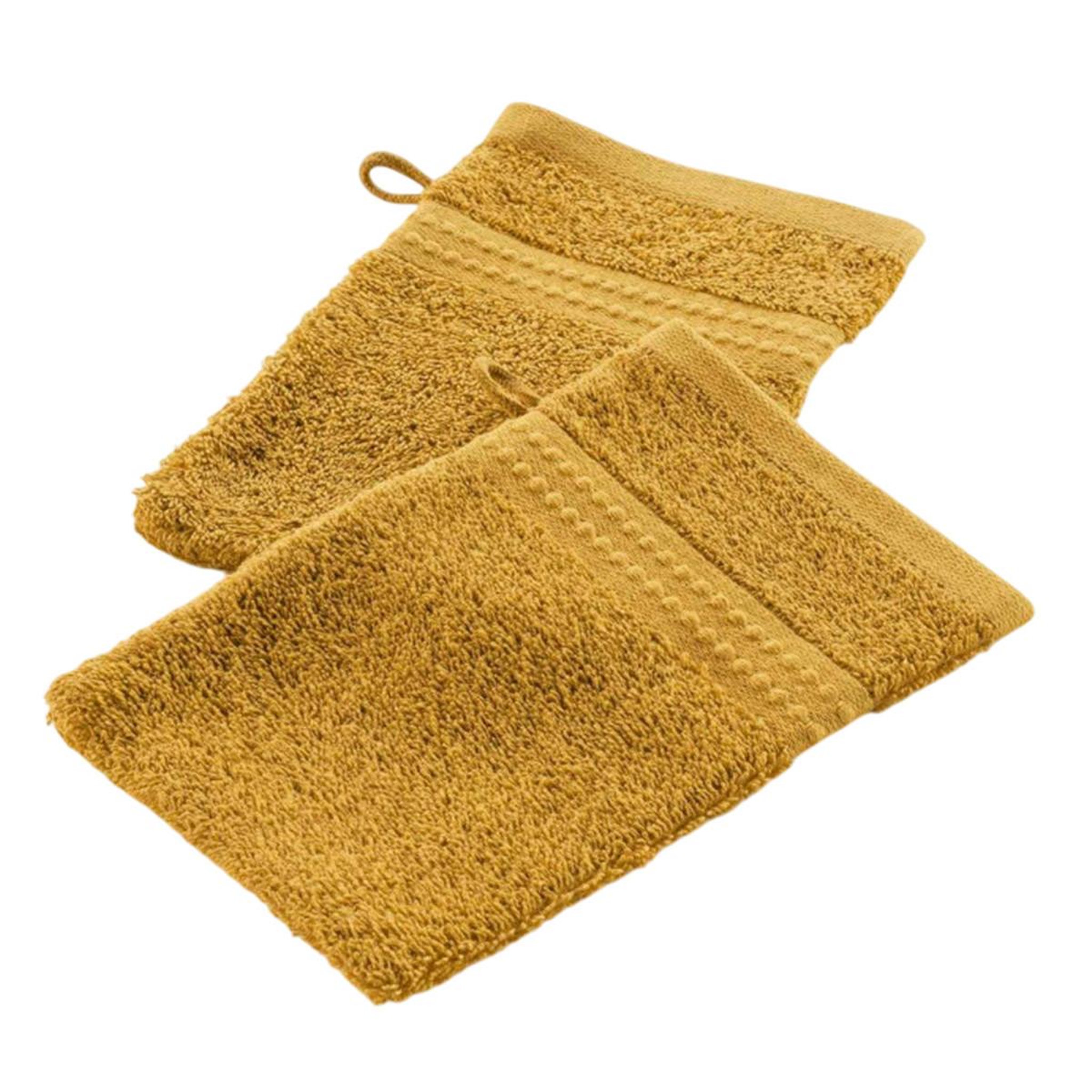 Douceur d'Intérieur Lot de 2 gants de toilette  excellence  15x21cm tournesol