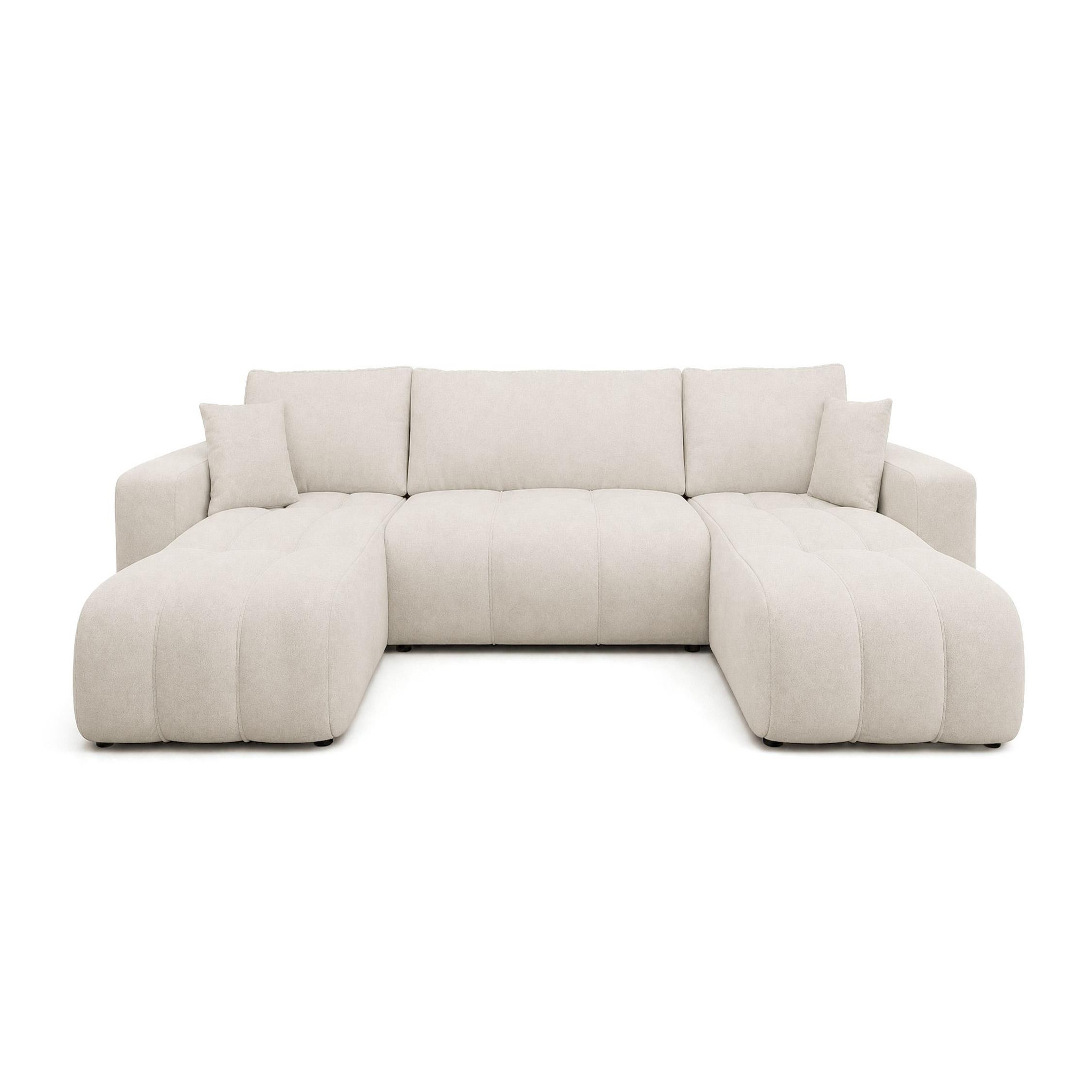 Voir la diapositive 1 : BEST MOBILIER Nicole - canapé panoramique en u 7 places convertible avec coffre en tissu