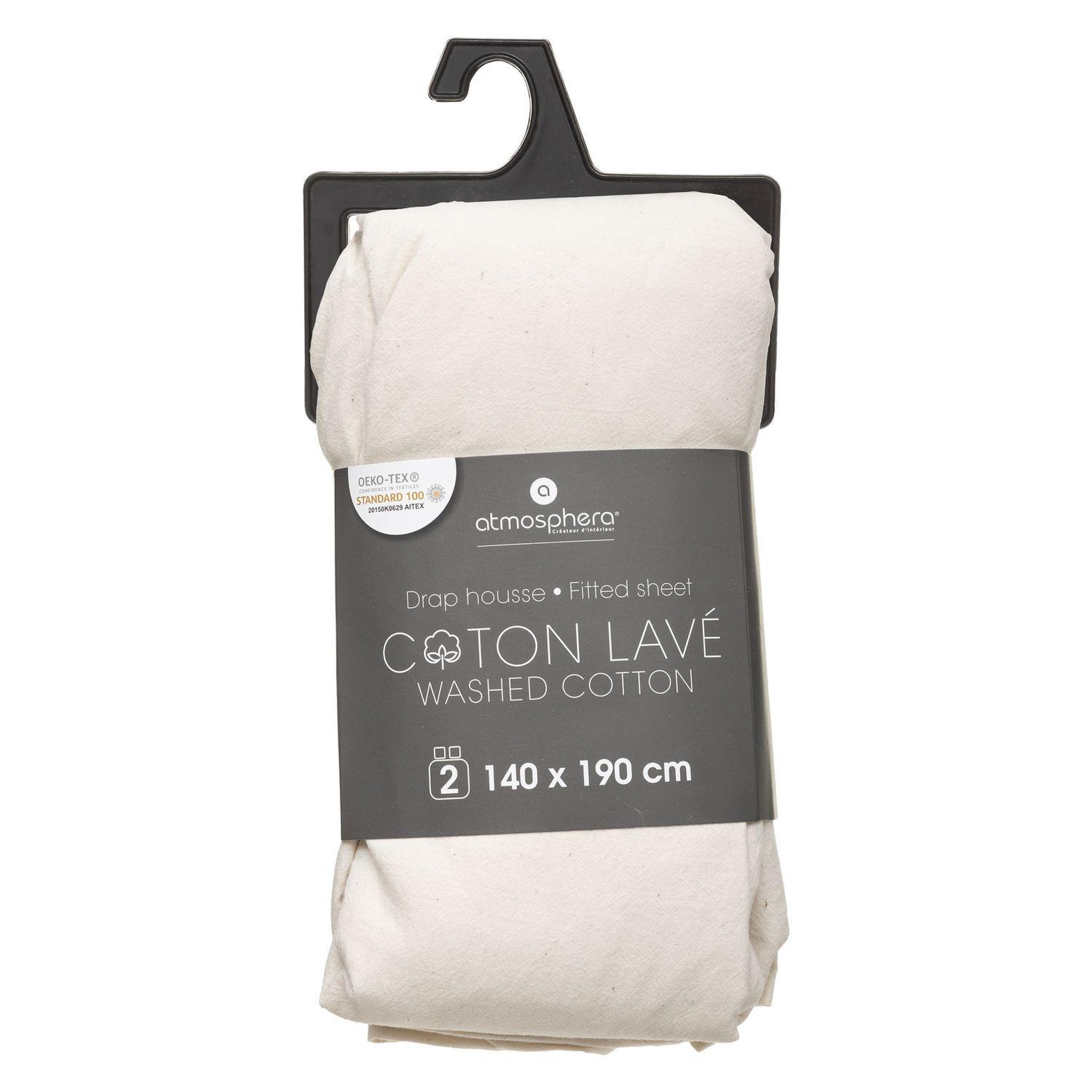 Voir la diapositive 1 : ATMOSPHERA Drap housse bonnet 27 cm 100% coton lavé