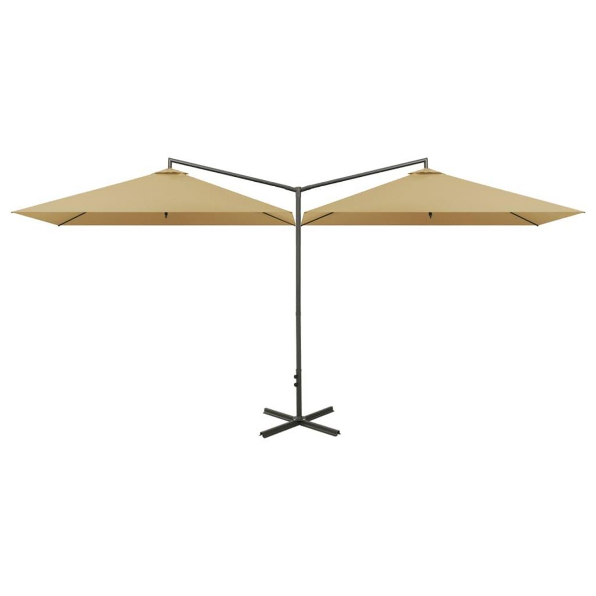 VIDAXL Parasol de jardin double avec mat en acier taupe 600x300 cm