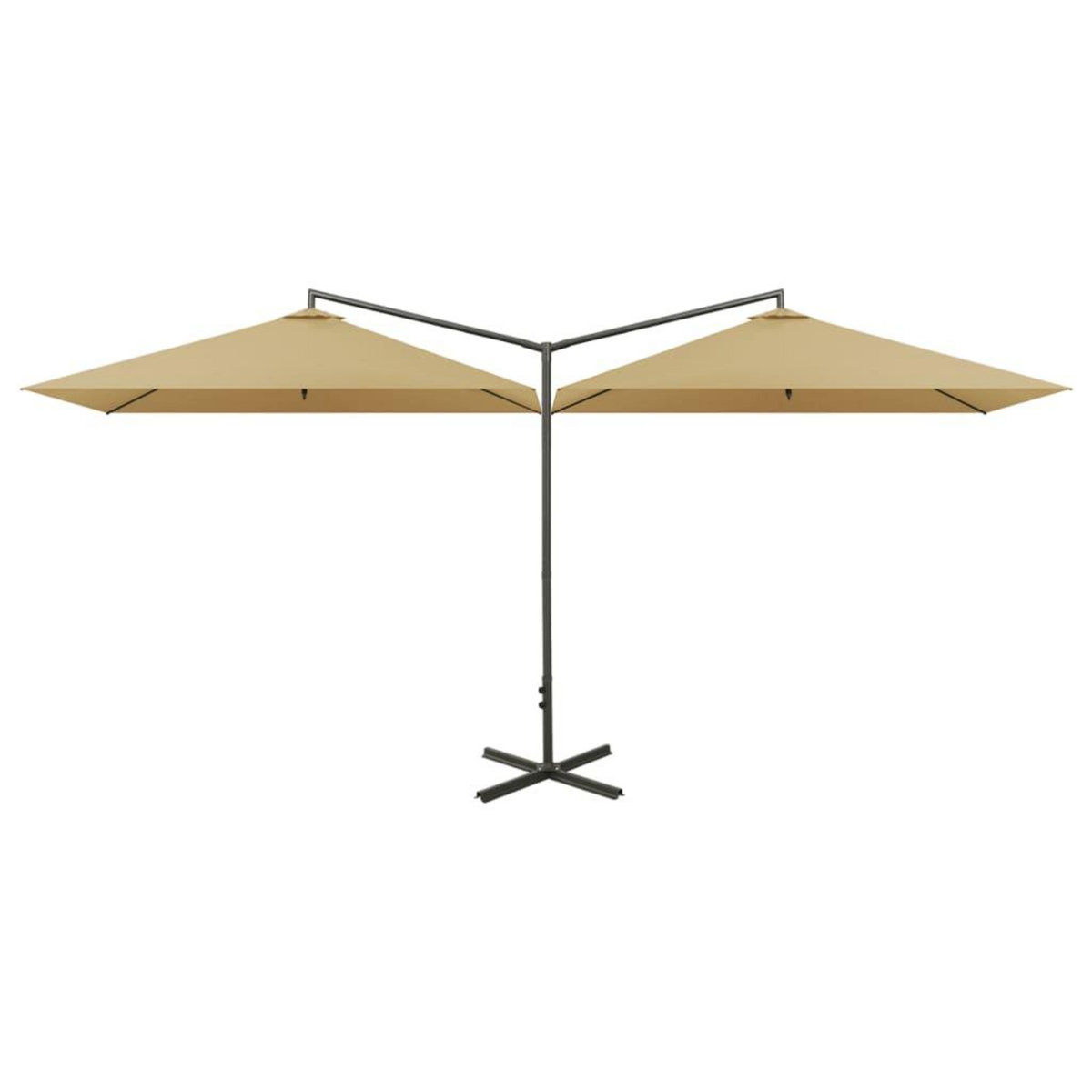 VIDAXL Parasol de jardin double avec mat en acier taupe 600x300 cm