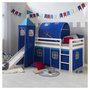 Voir la diapositive 2 : HomeStyle4U Lit bleu mi-haut 90x200 cm avec tour toboggan matelas