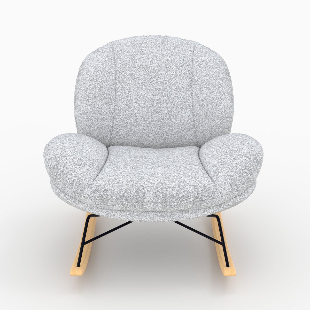 MAISON PAVANE Rocking chair en tissu bouclette gris chiné-Lenny