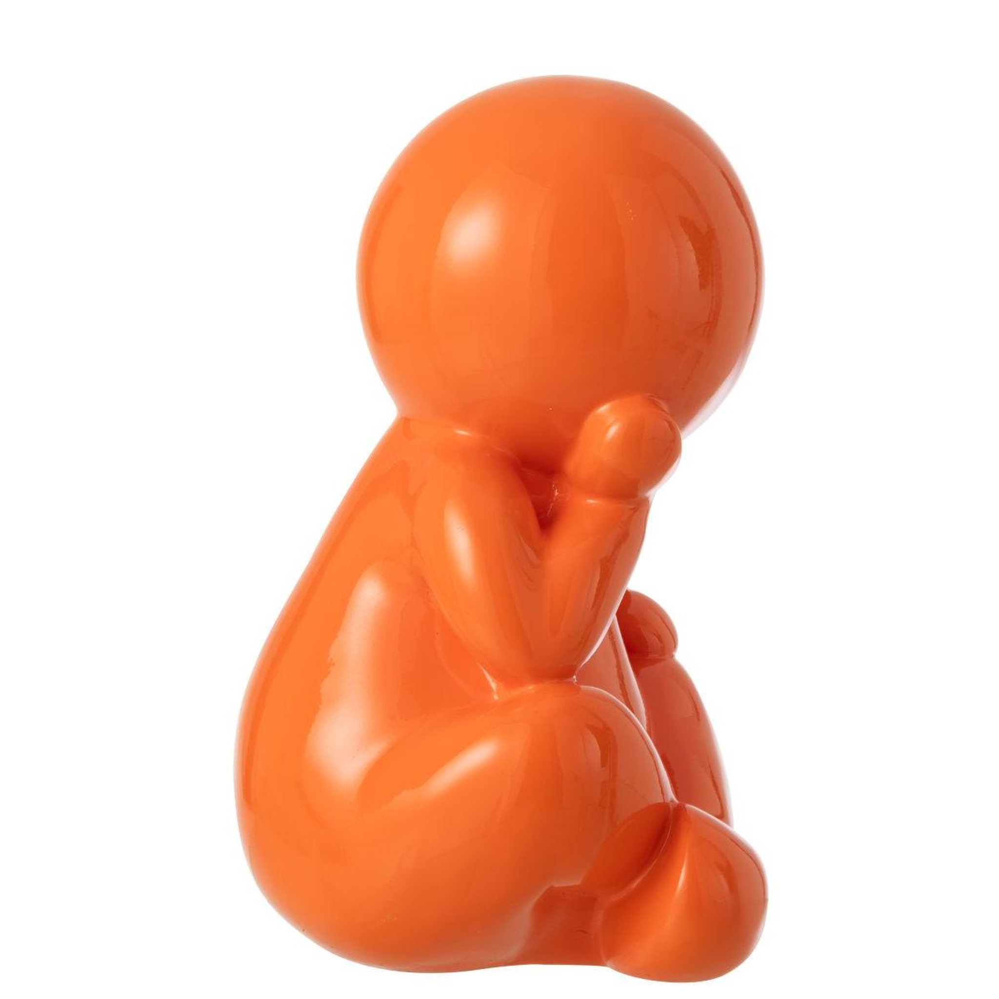 Voir la diapositive 2 : J-LINE Statuette déco unie  marcel  35cm orange foncé