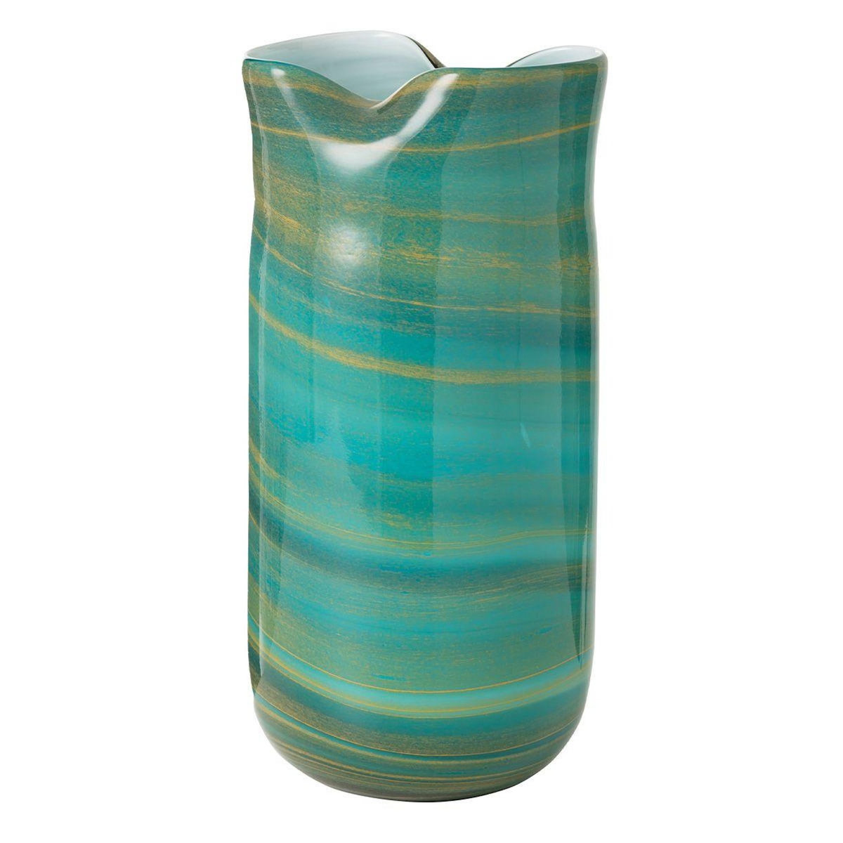 Paris Prix Vase Design en Verre  Vague  41cm Bleu Azur