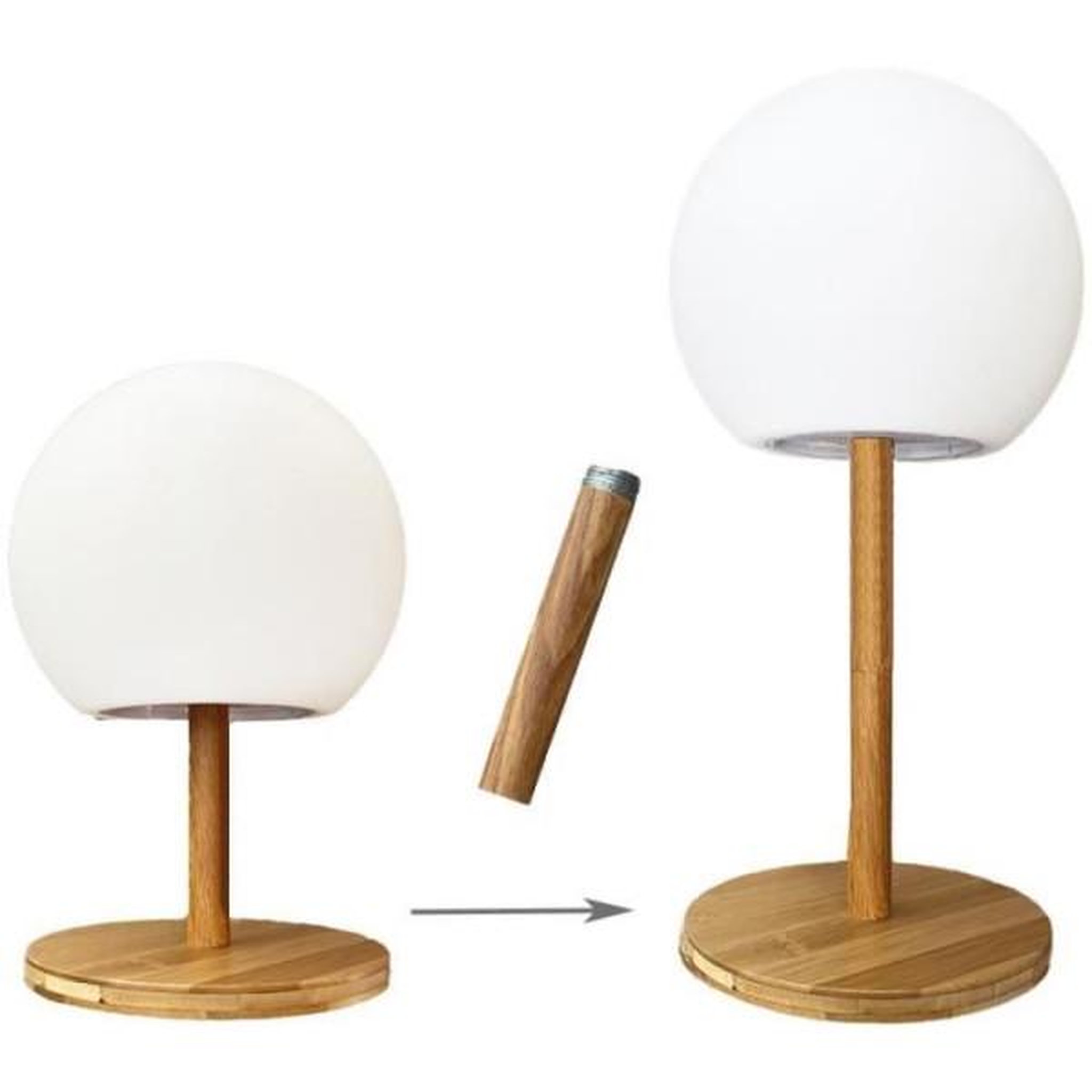 Voir la diapositive 3 : Lumisky Lampe de table sans fil LUMISKY - pied en bambou extensible - LED blanc chaud/blanc LUNY