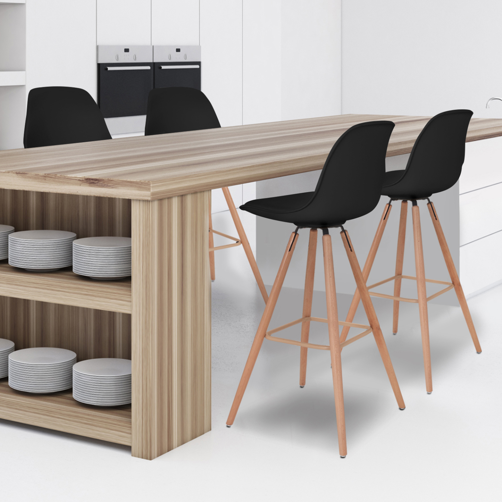 Voir la diapositive 6 : ID MARKET Lot de 4 tabourets de bar sara noir