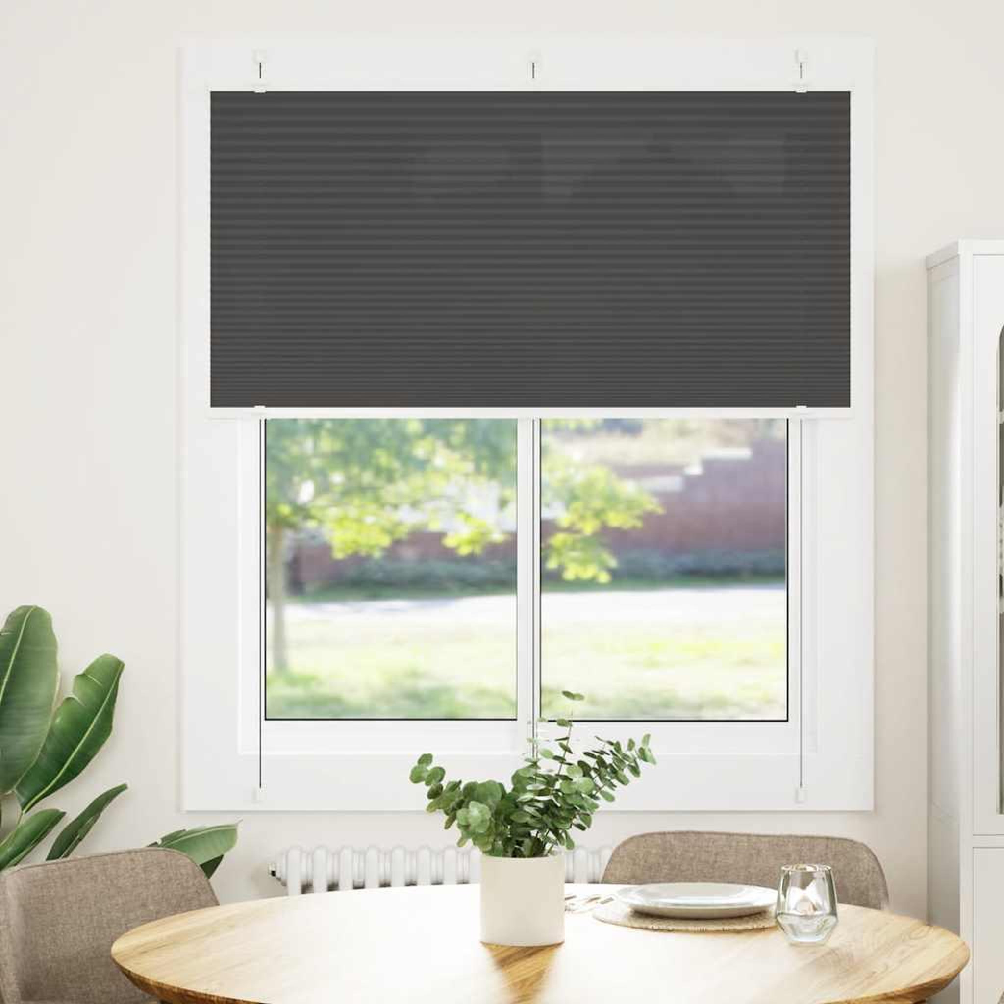 Voir la diapositive 2 : VIDAXL Store plisse noir 115x150 cm largeur du tissu 114,4cm polyester