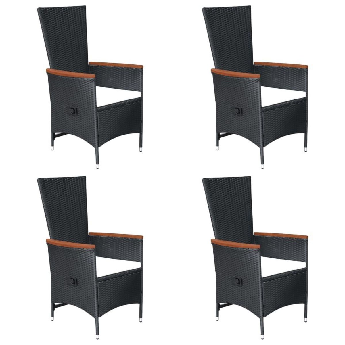 VIDAXL Ensemble a manger de jardin 7 pcs Resine tressee Noir