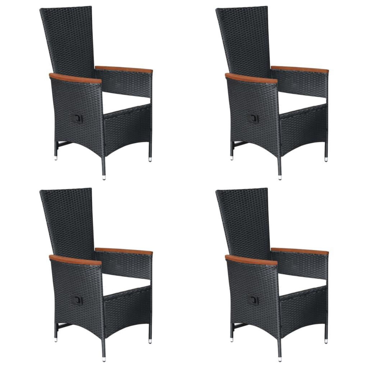 VIDAXL Ensemble a manger de jardin 7 pcs Resine tressee Noir