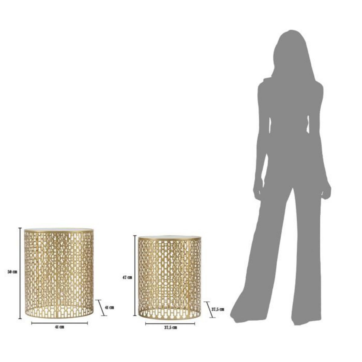 Paris Prix Lot de 2 Tables d'Appoint Design  Oblin  50cm Or