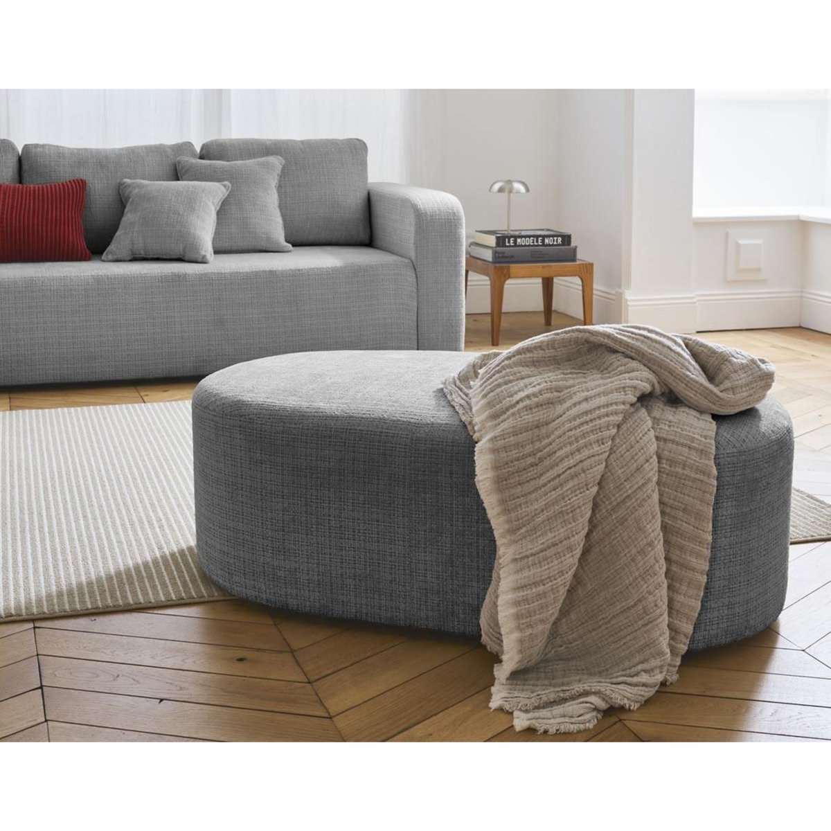 BEST MOBILIER Miro - pouf en velours texturé