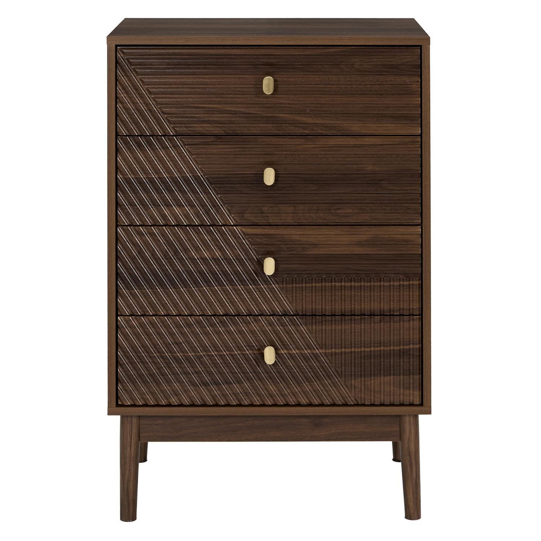 Voir la diapositive 3 : The Home Deco Factory Commode 4 tiroirs effet noyer tiffany - marron