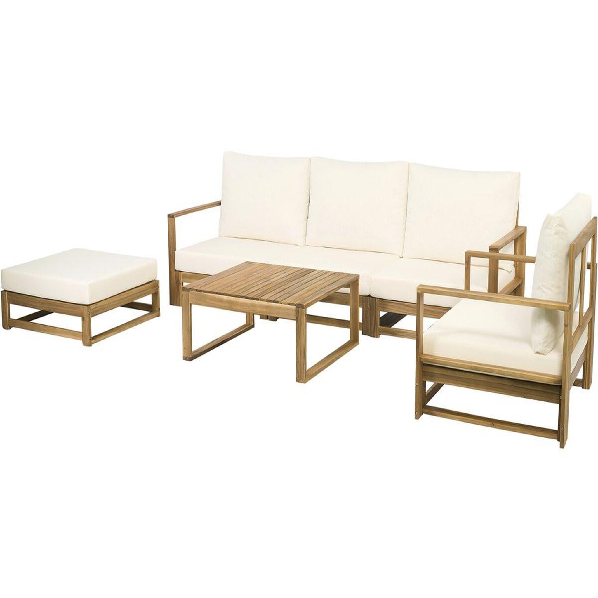 Voir la diapositive 4 : Habitat et Jardin Salon de jardin en bois modulable avec coussins  bellingham  - 5 places - beige