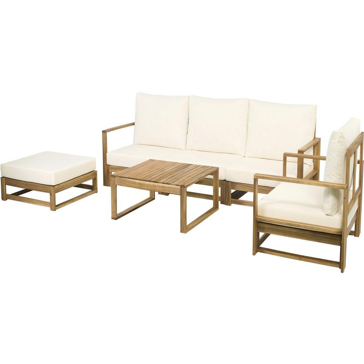 Habitat et Jardin Salon de jardin en bois modulable avec coussins  Bellingham  - 5 places - Beige