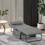 Voir la diapositive 2 : HOMCOM Fauteuil relax canapé pouf lit d'appoint 4 en 1 dossier inclinable 5 niveaux repose-pied rabattable châssis acier noir polyester gris