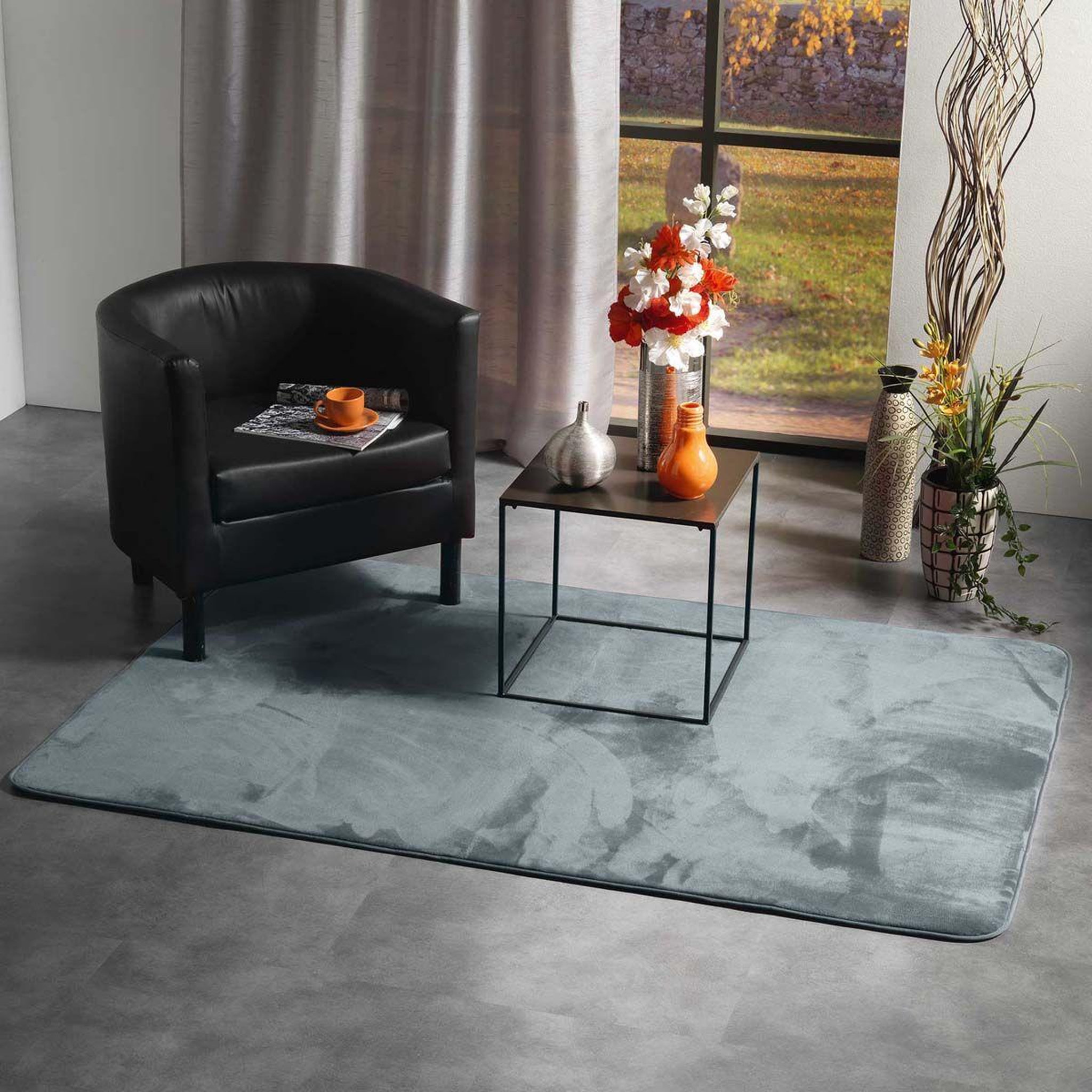 Voir la diapositive 3 : Douceur d'Intérieur Tapis uni en flanelle  flanou  120x170cm gris
