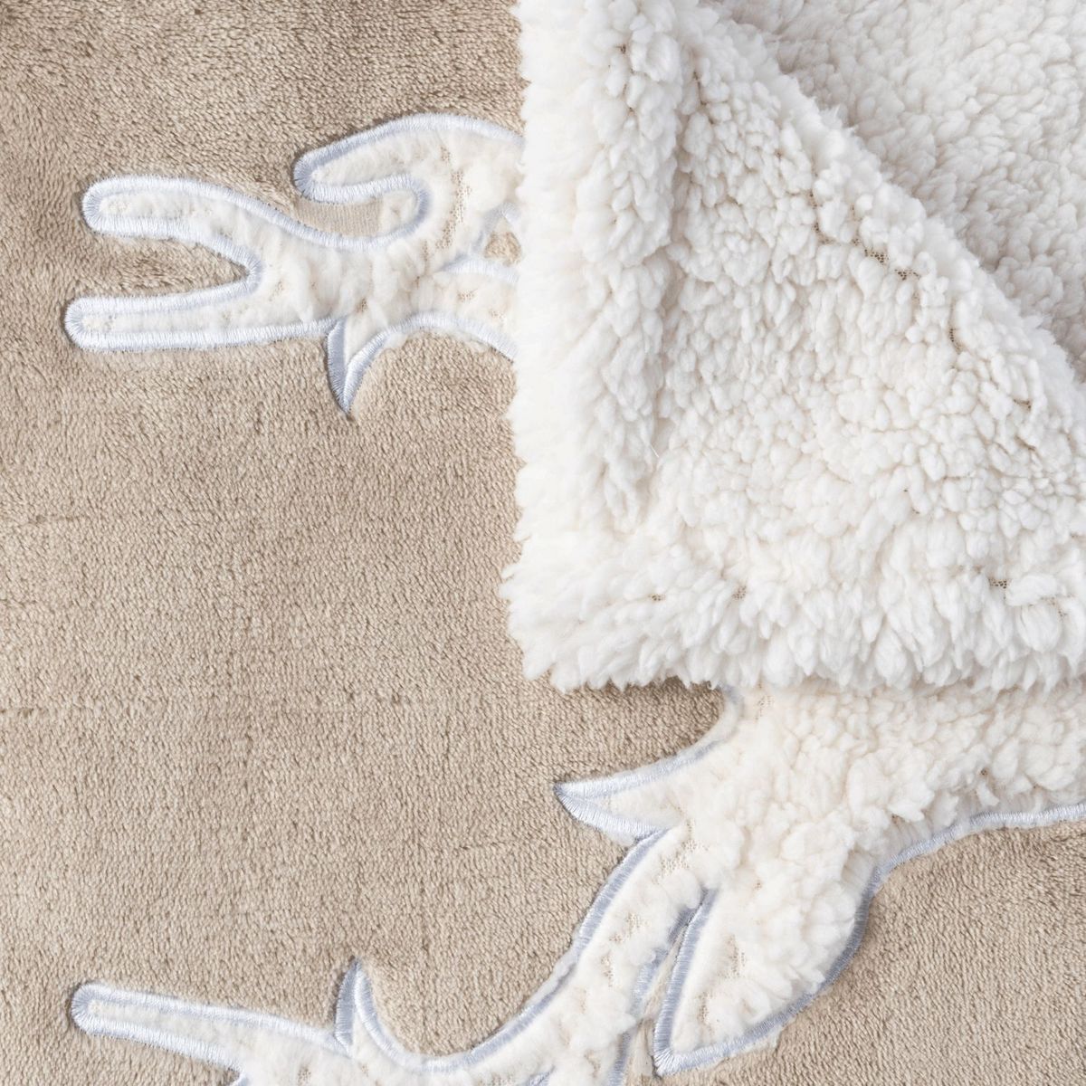 ACTUEL Plaid double face polaire/sherpa renne blanc 