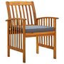 Voir la diapositive 2 : VIDAXL Chaises a manger de jardin lot de 3 et coussins Bois d'acacia