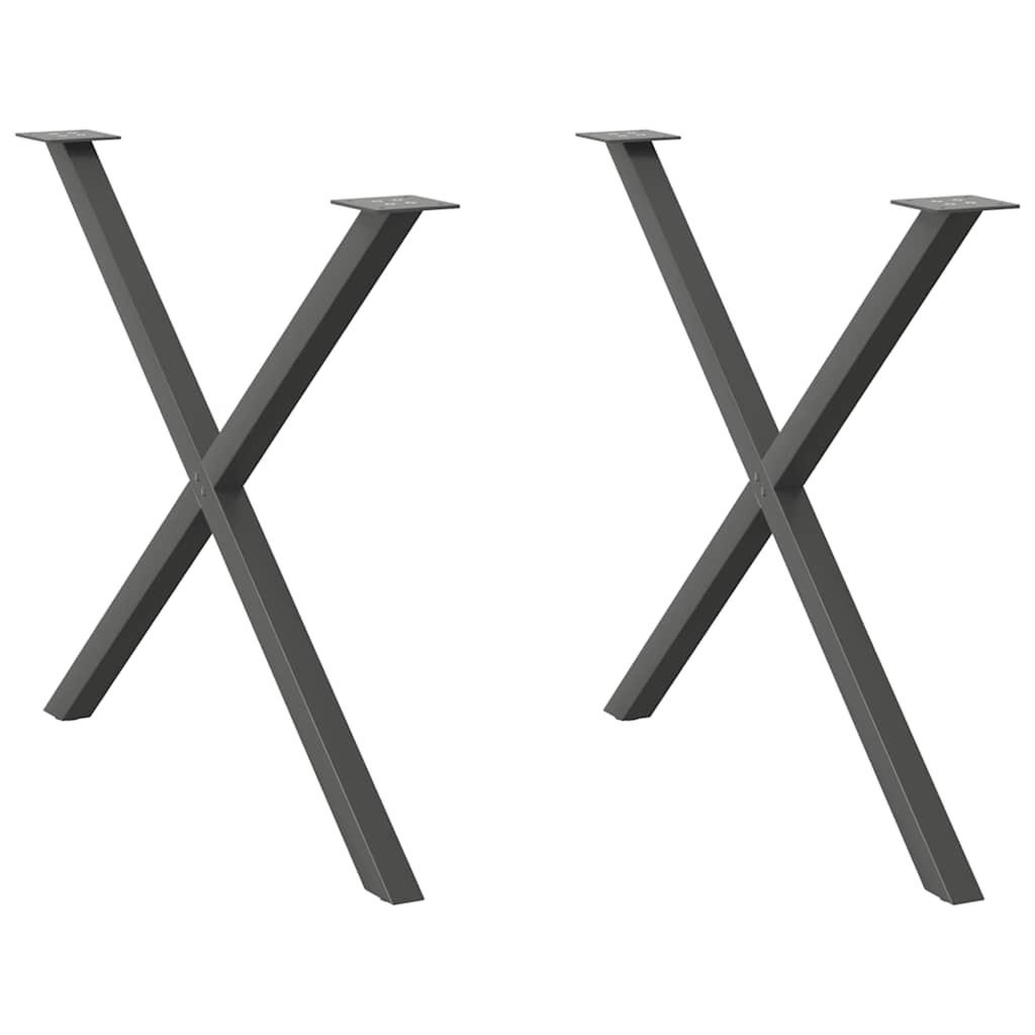 VIDAXL Pieds de table a manger forme de X 2 pcs 90x(72-73) cm acier