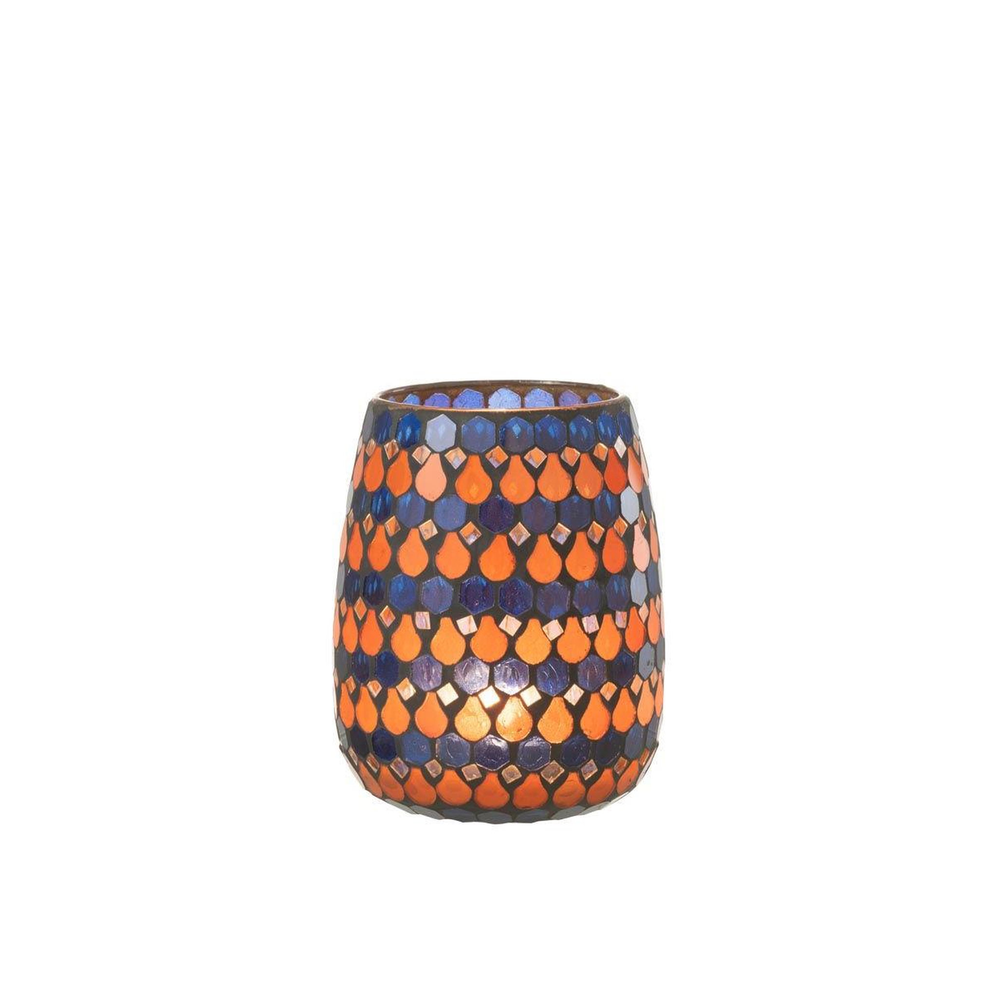 Voir la diapositive 2 : J-LINE Photophore Design Goutte  African Desire  16cm Orange & Bleu