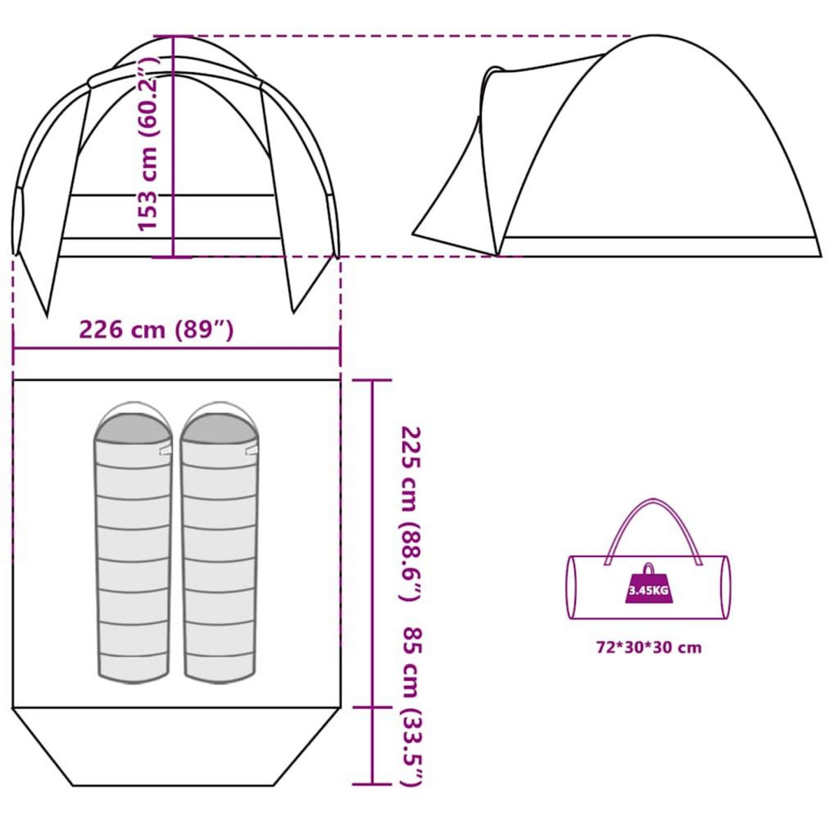 VIDAXL Tente de peche 2 personnes vert olive impermeable