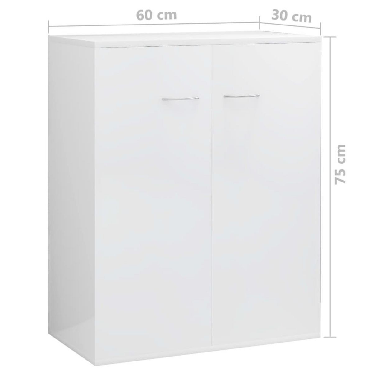 VIDAXL Buffet Blanc brillant 60x30x75 cm Bois d'ingenierie