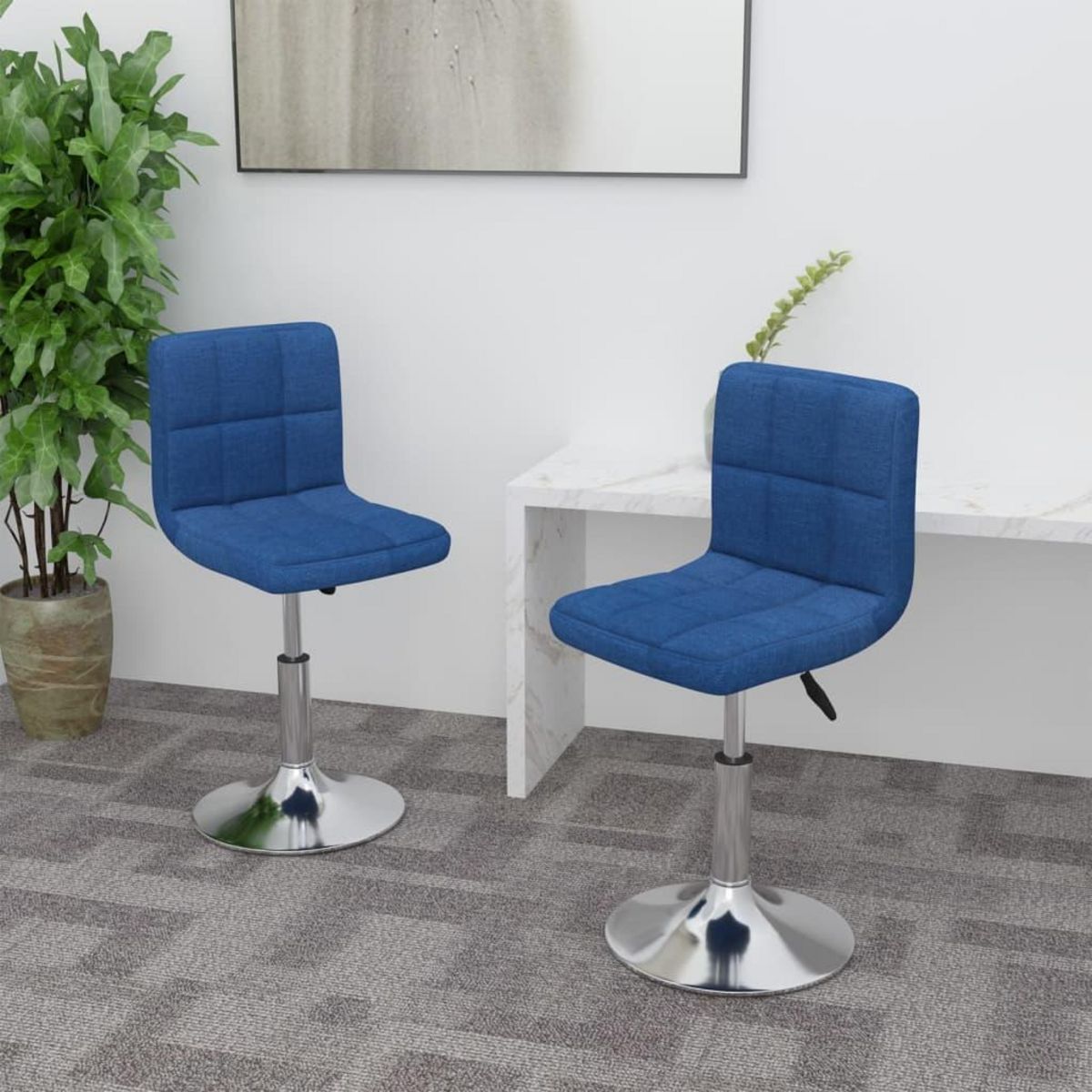 VIDAXL Chaises pivotantes a manger lot de 2 bleu tissu