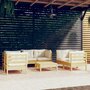 VIDAXL Salon de jardin 7 pcs avec coussins creme Bois de pin massif