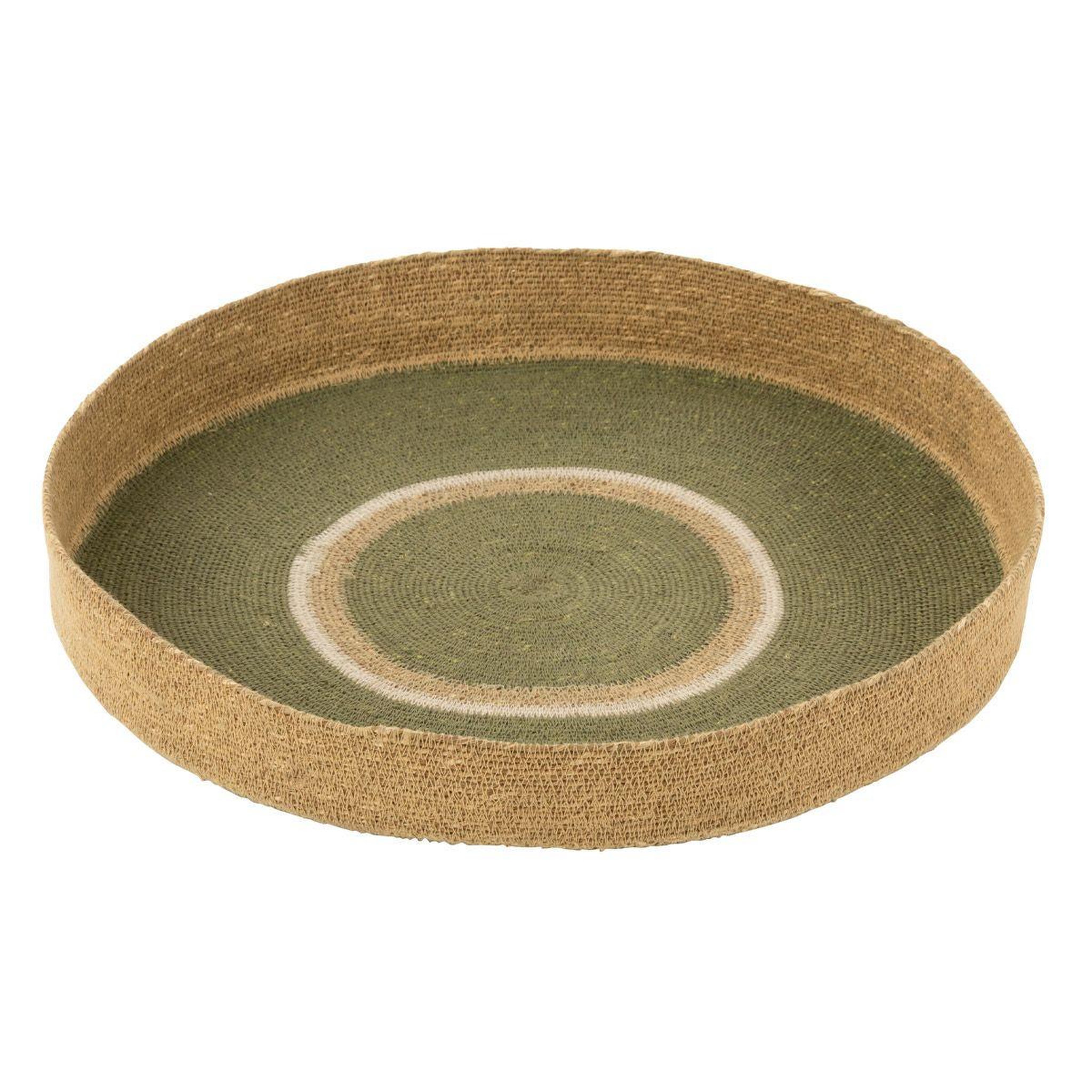 J-LINE Plateau de service en jonc  cercles  50cm vert