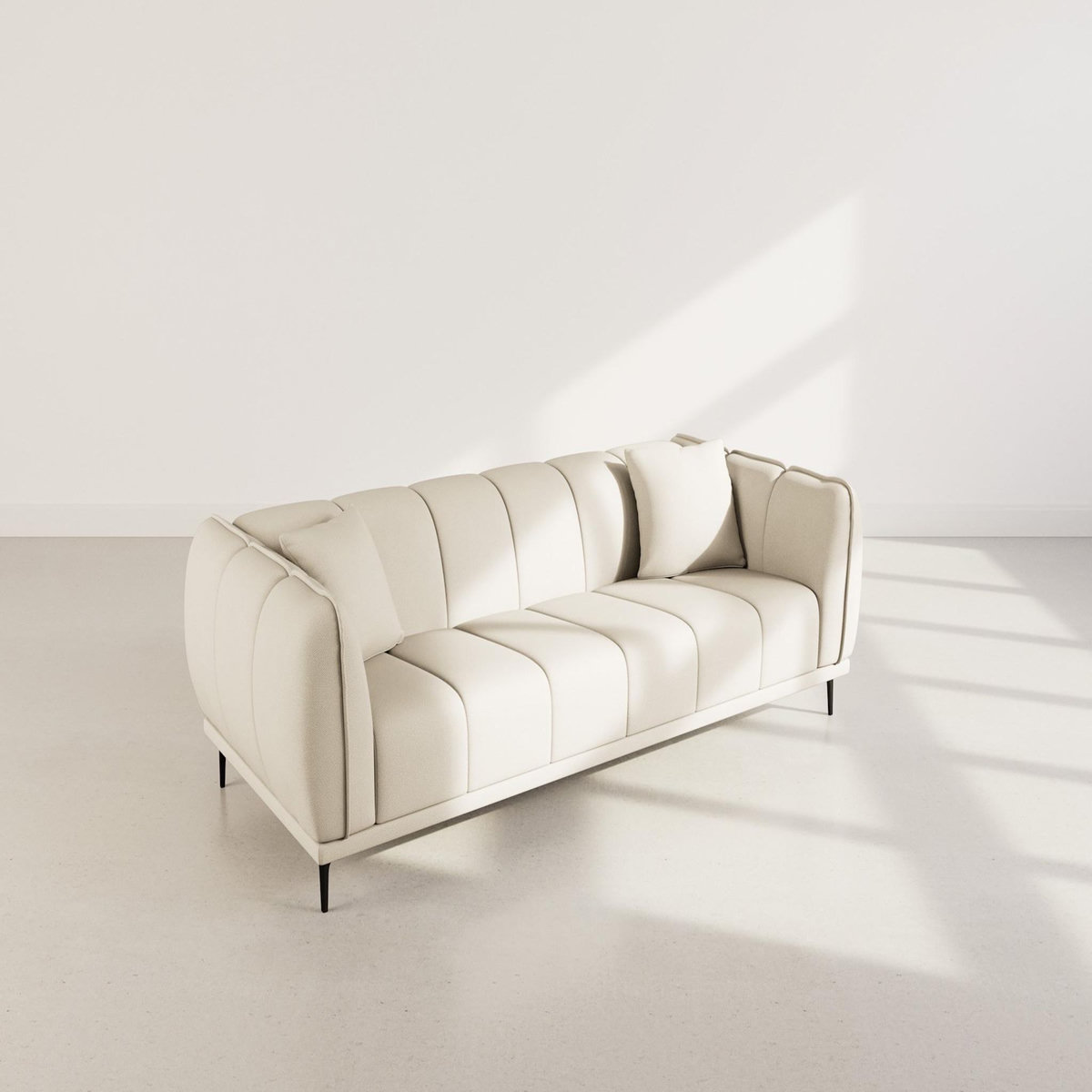 BEST MOBILIER Arsene - canapé droit 3 places en velours texturé