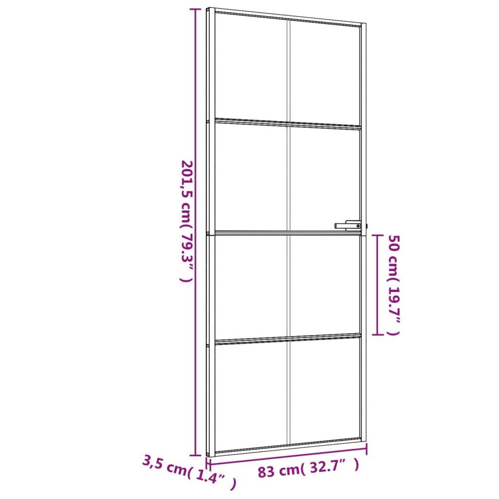 Voir la diapositive 6 : VIDAXL Porte interieure mince noir 83x201,5 cm verre trempe aluminium