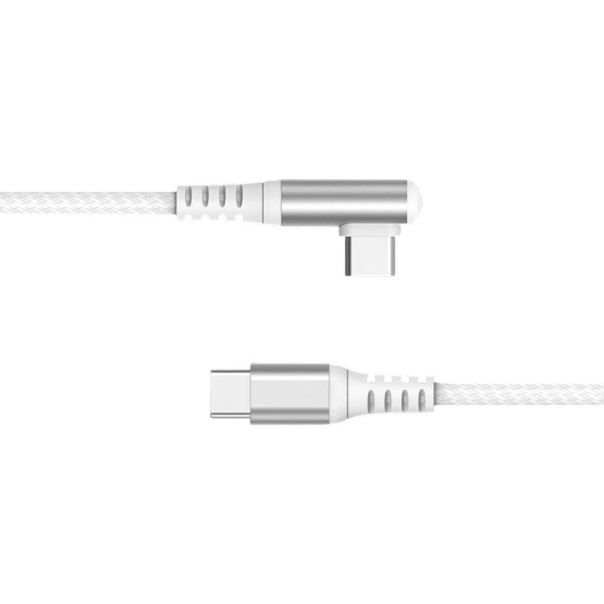 Voir la diapositive 3 : FORCE POWER Câble USB 60W USB-C / USB-C 2m blanc coudé