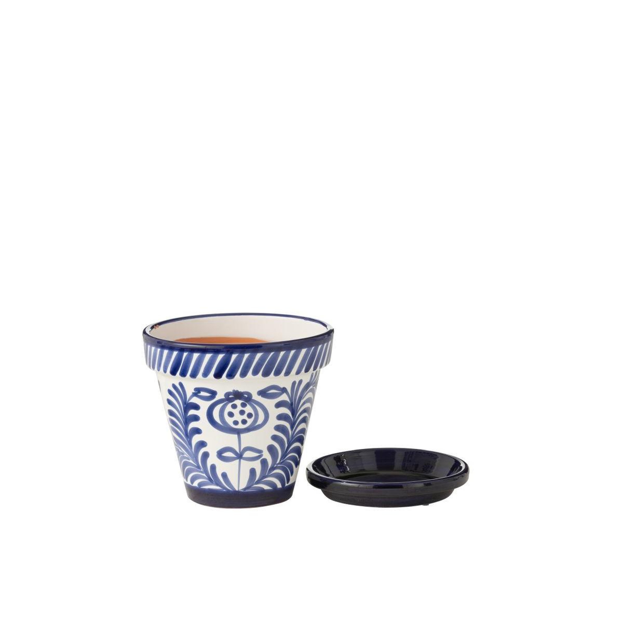 Voir la diapositive 2 : J-LINE Pot avec soucoupe en céramique  granada  27cm bleu cobalt