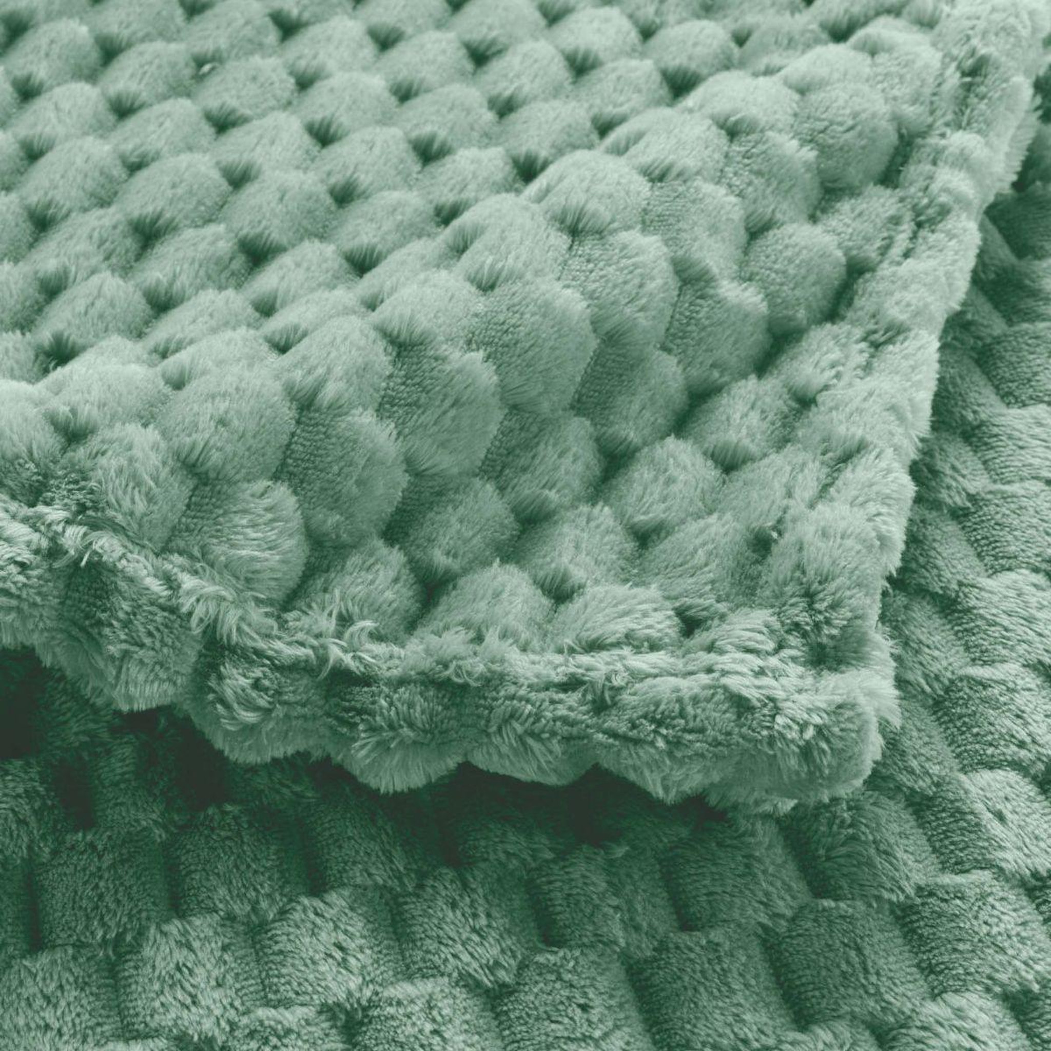Voir la diapositive 2 : Douceur d'Intérieur Plaid flanelle en relief  mini frosty  125x150cm sauge