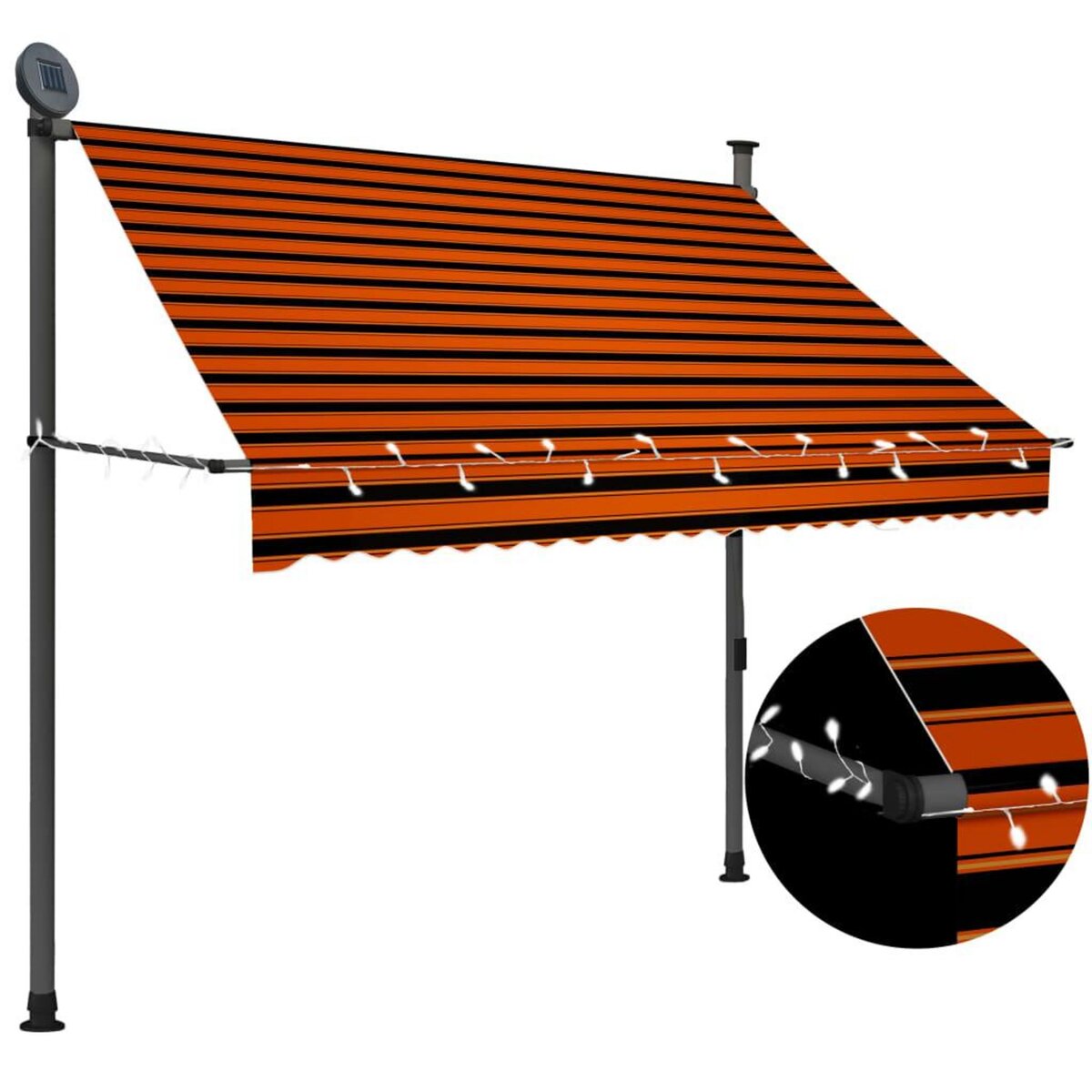VIDAXL Auvent manuel retractable avec LED 200 cm Orange et marron