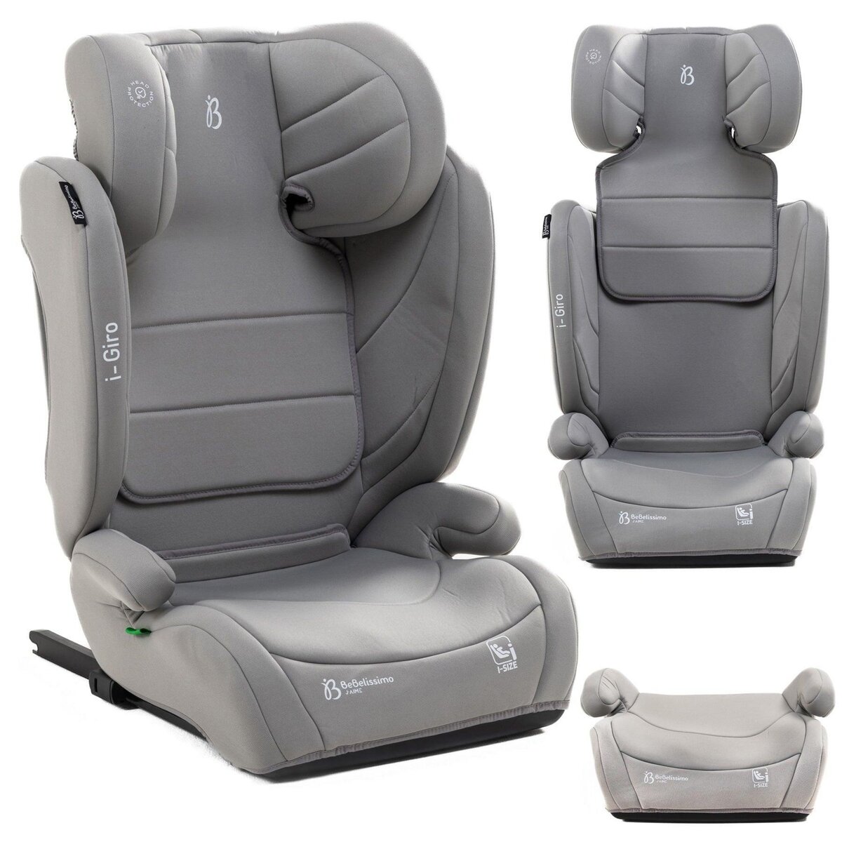 BEBELISSIMO BEBELISSIMO  - Siège auto Isofix - rehausseur I-size  - 100 -150cm - i- Giro - gris claire