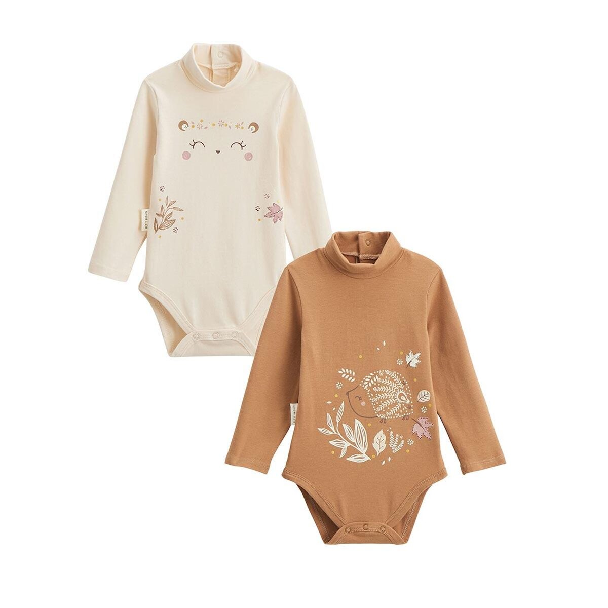 Petit Béguin Lot de 2 bodies bébé col roulé manches longues Chincha